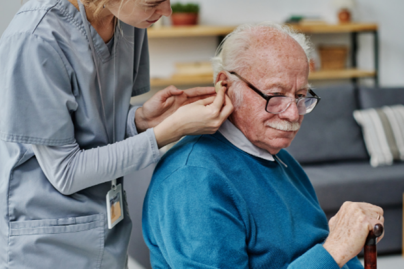 elderly man receiving care