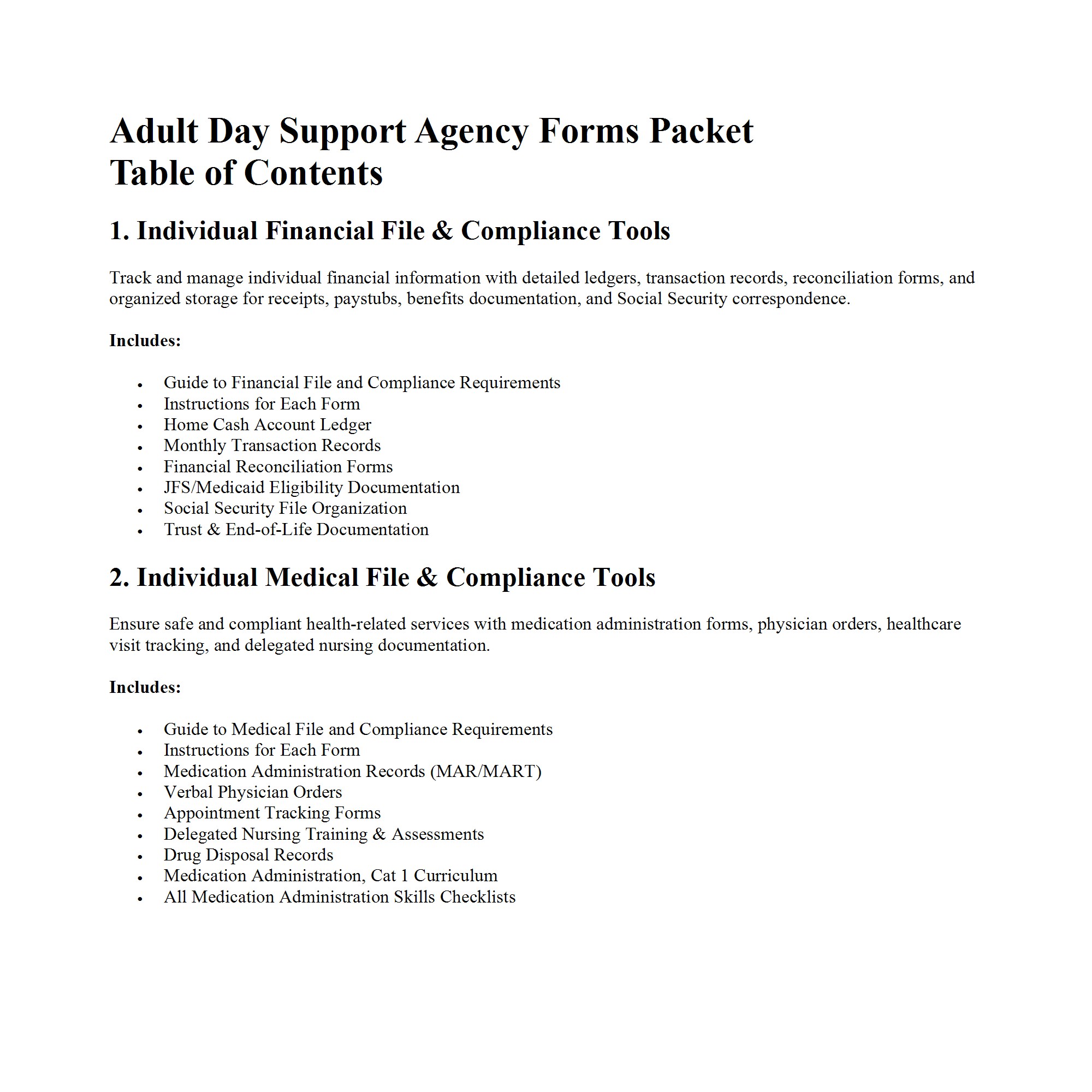 Adult Day Supports Comprehensive Agency Forms Packet - Image 2